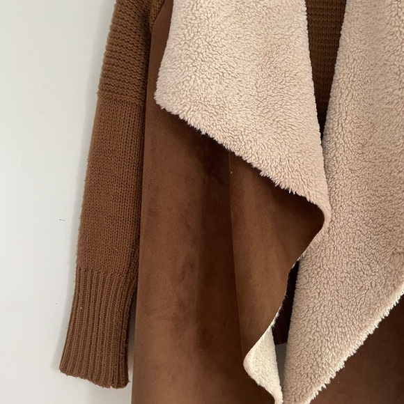 Knit, Suede Cozy Sherpa Open Cardigan - Picture 2 of 5